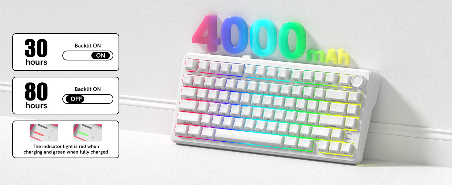 a wireless mechanical keyboard with a 4000mAh battery