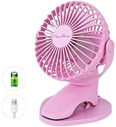 Portable Clip Fan Battery Operated,3 Speeds USB Rechargeable Mini Table Fan with Strong Airflow,3...