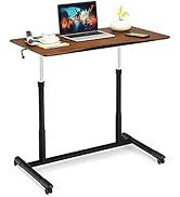 Tangkula Mobile Standing Desk Computer Desk, Height Adjustable Stand Up Desk with 4 Wheels, Rolli...