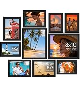 upsimples Picture Frames Set of 10, Including 8x10, 5x7, 4x6 Black Frame | Multi Picture Frames C...