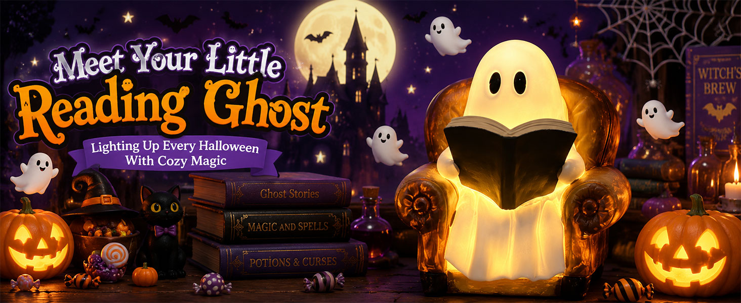 ghost reading book lamp halloween decorations indoor