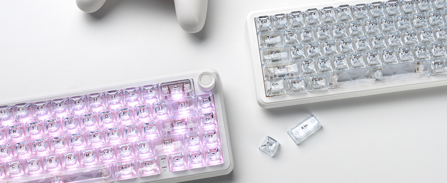 White Crystal jelly keycaps,thick pc keyboard caps