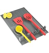 Golener Kitchen Large Silicone Utensil Rest with Drip Mat for Multiple Utensils - Heat Resistant ...