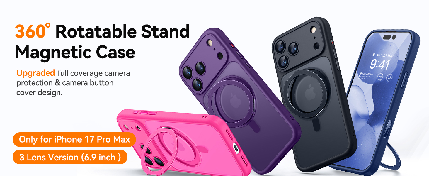 360° Magnetic Stand compatible with iPhone 17 Pro max Case with Camera Control