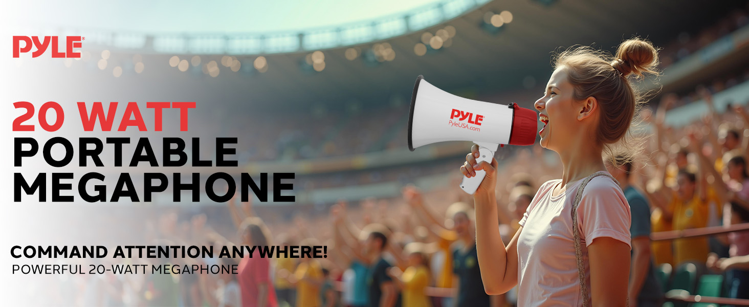 rechargeable pyle battery compact microphone 50w mic mp3 aux alarm megaphone bullhorn speaker