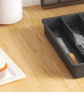 Lifewit Silverware Organizer with Lid, Covered Utensil Tray for Kitchen Drawer and Countertop, Pl...