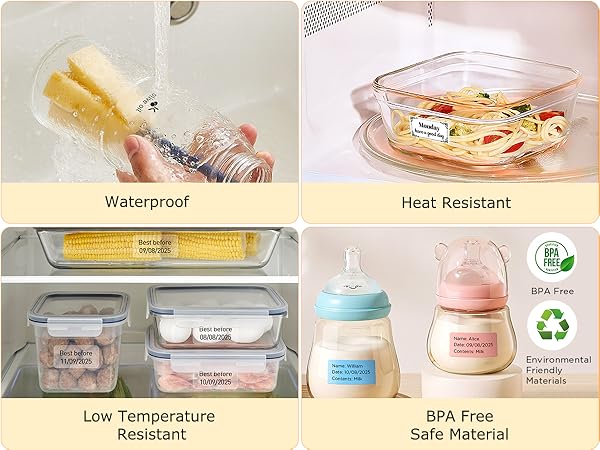 Durable label: Waterproof, heat and cold resistant, BPA free and safe