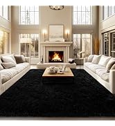 qulint Black Rug for Living Room, 9x12 Shag Rug for Bedroom Soft Shaggy Large Area Rug for Living...