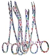 Premium Grade Set of 4 Bandage Scissors 5.5", Stitch Scissors 4.5" and Hemostat 5.5" Straight &amp; C...