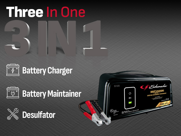Schumacher SC1320 3-in-1 6A Fully Automatic Battery Charger and Maintainer