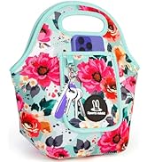 Sports Rabbit Neoprene Insulated Lunch Bag for Women - Front Pocket for Phone&amp;Keys - Reusable, Fo...