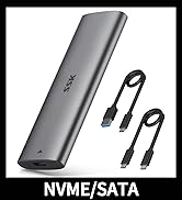 SSK Aluminum M.2 to USB NVMe SATA SSD Enclosure Reader, Tool-Free USB 3.2 Gen 2 10Gbps NVMe PCI-E...