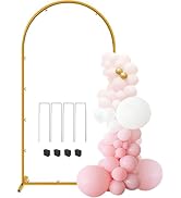 HECHN 6FT Gold Metal Wedding Arch Backdrop Stand for Ceremony, Birthday Party, Bridal Baby Shower...
