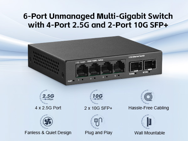 4-Port 2.5G Switch with 2-Port 10G SFP+