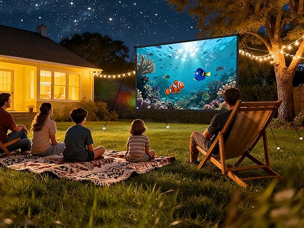 Outdoor Projector Screen with Stand 120 inch for Home Theater and Backyard Movie Night