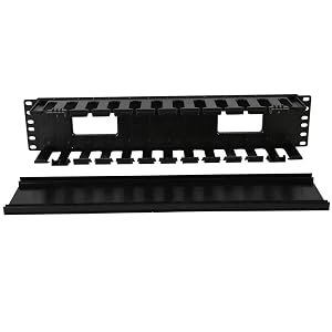 2U Cable Management Rack Mount Cable Management Unit 12 Slots with Panel Plastic
