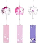 BENECREAT 3 Colors Japanese Wind Chimes, Rose Red, Pink, Purple Romantic Cherry Wind Bells Handma...