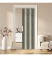 AJAZZ 100% Blackout Accordion Door Magnetic Door Curtain Folding Closet Doors Curtain Invisible A...