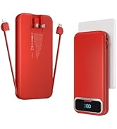12000mAh Lightweight-Portable-Charger-Power-Bank with Built-in Cables and AC Wall Plug, PD20W USB...