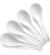 DOWAN Soup Spoons, Ceramic Asian Soup Spoons, White Japanese Spoon Large for Ramen Pho Wonton Dum...