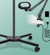 KMDES 12X &amp; 30X Floor Magnifying Glass with Light and Stand, Three-axis Rotation Infinite Color D...