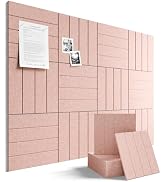 Fluxynara 48" x 36" Large Felt Bulletin Board, Pink | 12 Pack Cork Board Alternative with 60 Safe...