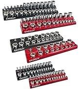 EACELIY 6Pcs Magnetic Socket Organizer Set, 1/2", 1/4" and 3/8" SAE &amp; Metric Deep &amp; Shallow Socke...