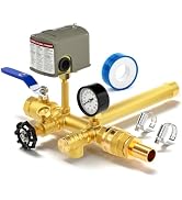 BOGERDACK Brass Well Pressure Tank Tee Kit with 40-60PSI Pressure Switch, 100Psi Pressure Gauge, ...