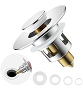 Hygie Rinse Universal 2 in 1 Bathroom Sink Stopper, All Metal Pop Up Sink Strainer with Anti-Clog...