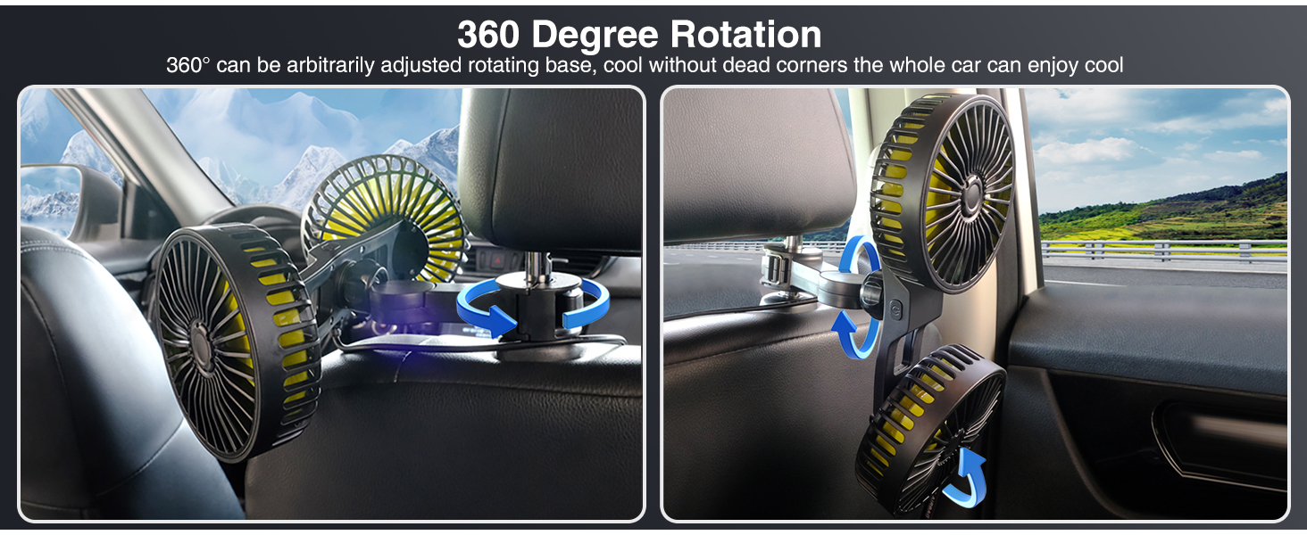 Dual head car fan