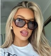 ADE WU Trendy Square Aviator Sunglasses for Women Thick Frame Double Bridge Geometric Sun Glasses
