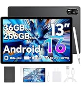 Blackview Android 16 Tablet with 36GB RAM + 256GB ROM (2TB TF), 13 Inch Gaming Tablet with 50MP +...