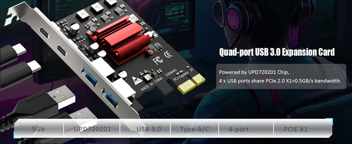 4 port usb 3.0 pcie expansion card
