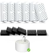 Cat Water Fountain Filters Replacement &amp; Pre-Filter Sponges for 2.2L/74oz Ceramic Cat Fountain, C...
