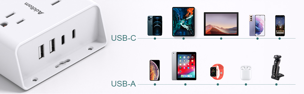 2 USB C and 2 USB A