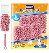 KEEPOW 6 Pack Pink Duster Refills Compatible with Swiffer Duster Handle, Reusable Microfiber Pads...