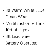 QBIS 30 LED Battery Operated Christmas Lights, Outdoor Warm White Christmas Lights, Battery Power...