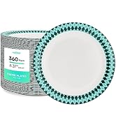 JOLLY PARTY 8.37 inch Disposable Paper Plates, 360 Count Dinner Paper Plates,Soak-Proof Disposabl...
