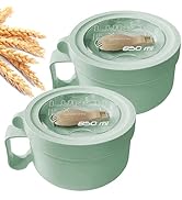 MUUBOOX 2Pack 28.7oz Wheat Straw Microwave Ramen Bowl Set Noodle Bowls With Lid and Spoon, Improv...