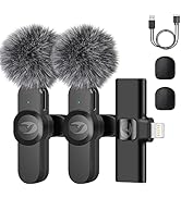 Wireless Mini Microphone for iPhone/iPad with Noise Reduction, Lavalier Microphones Wireless with...