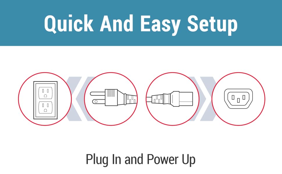 Diagram shows a wall outlet, a plug, a cable connector, and an IEC C13 connector.