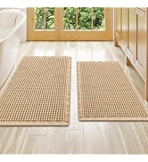 Smiry Waffle Bathroom Rugs Sets 2 Piece (36x24+30x20, Brown) | Full Coverage Hot Melt Adhesive Ba...