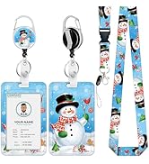 Christmas ID Badge Holder with Lanyard Christmas Decoration, Snowman Lanyards for ID Badges, Badg...
