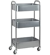 MAX Houser 3-Tier Kitchen Cart Multifunctional Rolling Utility Cart with Lockable Wheels, Storage...