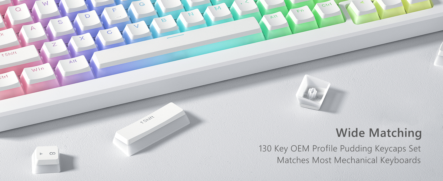Pudding Keycaps, Shine Through Keycaps, PBT Keyboard Keycaps Set