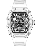 FANMIS Fashion Hollowed Men Watches Transparent Barrel-Shaped Quartz Watch Silicone Band Waterpro...