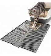Barkitty Cat Litter Mat, Large 34" x 22", Waterproof/Urineproof Silicone Pad for Floor, Easy to C...