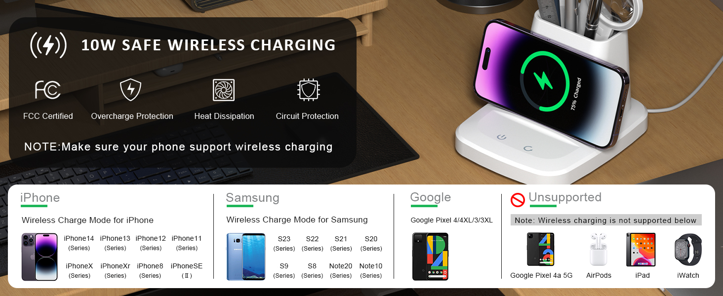 Vicsoon Desk Lamp with Wireless Charger