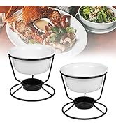 2 Pieces Butter Warmers for Seafood,Ceramic Butter Warmers for Chocolate or Cheese,Fondue- Dishwa...