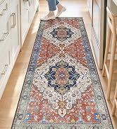 OLANLY 2x6 Washable Runner Rug, Soft Non Slip Carpet for Hallway Kitchen | Maroon Boho Vintage Fl...